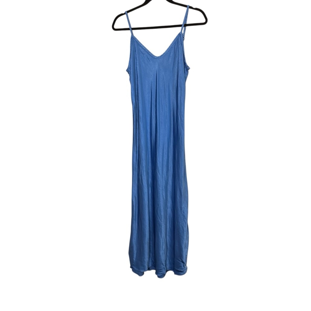 Enza Costa Women’s Blue Silky Slip Maxi Dress sz L